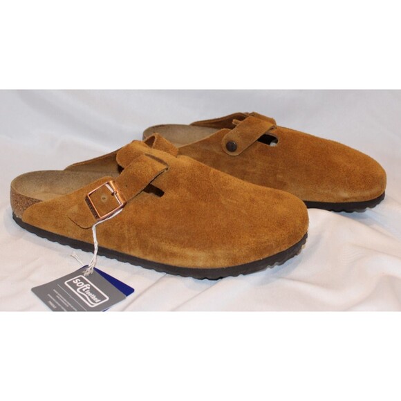 Birkenstock Men\'s Boston Suede Mule Clog Suede Sandal Slippers‎ Mink Brown EU 44 main image 4